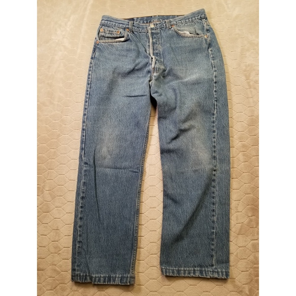 VTG 90s Levis 501 Button Fly Medium Wash USA Made Jeans Tag 36x30 Fits 33x26